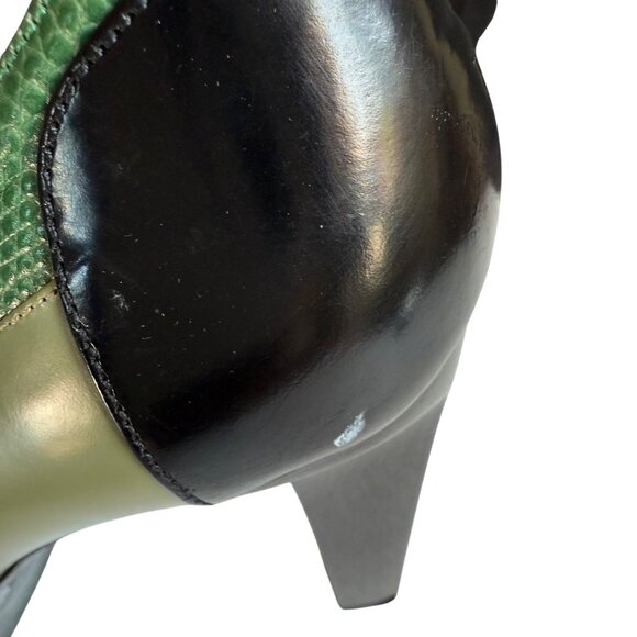 Robert Clergerie Green and Black Platform Pumps Size 7B - Picture 3 of 10